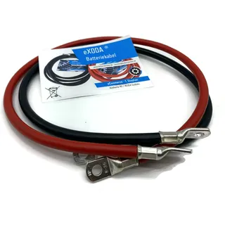 eXODA Batteriekabel Set 35 mm2 75cm mit Kabelschuhen M8 Rot und Schwarz