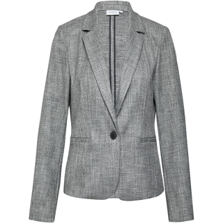 Jackenblazer COMMA, Damen, Gr. 38, grau (mid grau), Web, Obermaterial: 53% Viskose, 45% Polyester, 2% Elasthan, meliert, tailliert hüftbedeckend, tiefer V-Ausschnitt, Blazer Jackenblazer, meliert, mit 1-Knopf-Verschluss