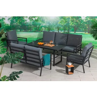 Gardenson Dining-Loungeset , Anthrazit, Grau , Metall, Textil , 5-teilig , Füllung: Polyester,Polyester , lichtecht, rostfrei, UV-beständig, wetterbeständig , Gartenmöbel, Gartengarnituren, Gartenmöbel-Sets