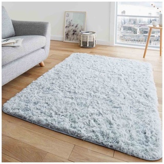 GC GAVENO CAVAILIA Area Rugs Wohnzimmerteppich Bodenteppich - Extra weicher Schlafzimmerteppich Rutschfest - Weiches Gefühl Flauschiger Teppich Klein - Shaggy Teppiche für Wohnzimmer - Silber - 60X110