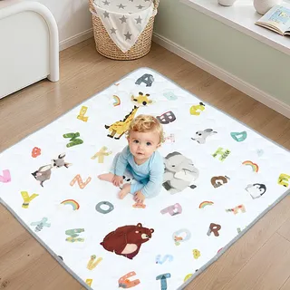 FUNYKICH Krabbelmatte Baby Faltbare 120x120cm, Anti-Rutsch Verdickte Spielmatte Baby Faltbar, Sicher & Waschbar Laufstallmatte, weichere Krabbeldecke Kinder für Laufgitter Kinderzimmer Spielzimmer