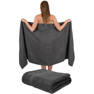 Betz Badetuch 2 Stück XXL 100x200 cm 100% Baumwolle – Weiches Frottee Saunatuch & Strandtuch – Pflegeleicht & saugstark – Palermo Serie – Farbe anthrazit