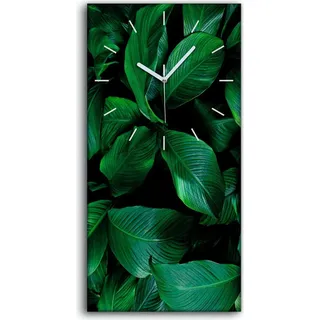 Küche Wohnzimmer Wand Leinwand Uhr 30x60 Gemälde Blumen Blätter Pflanzen Kunst - weiße Hände - Grün