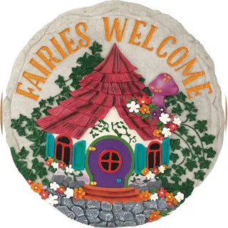 Spoontiques Gartendekoration, „Fairies Welcome “-Trittstein, dekorativer Stein für den Garten