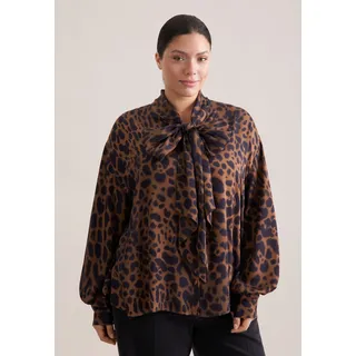 Klassische Bluse SEIDENSTICKER "Schwarze Rose", Damen, Gr. 6XL (52), braun, 100% Viskose, gemustert, oversize, Blusen Klassische Bluse, 1/1 Binderkragen Druck
