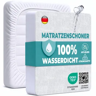 Matratzenschoner 200x200 cm wasserdichte Matratzenauflage Spannbettlaken Nässeschutz aus Baumwolle und Mikrofaser Inkontinenzunterlage Matratzenbezüg Atmungsaktiv für Bett und Matratze Waschbar