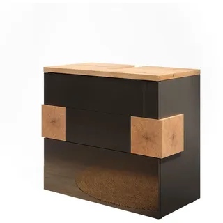 Vicco Waschbeckenunterschrank Eden 2 Schubladen 70 x 64,5 x 37 cm Anthrazit