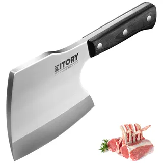 Kitory Hackmesser Extrem Scharf für Fleisch und Knochen, 0,83KG schweres Hackbeil Messer, handgeschmiedetem Metzgermesser, Fleischermesser axtförmig