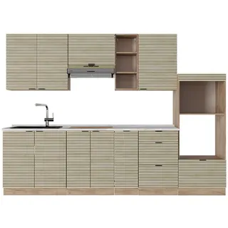 Vicco Küchenzeile Fame-Line Eiche Paneel/Goldkraft Eiche 280 cm , AP Marmor , Holzwerkstoff , Rechteckig , 280x81.6x60 cm , Küchen, Küchenzeilen & Küchenblöcke, Küchenzeilen, Küchenzeilen ohne Geräte