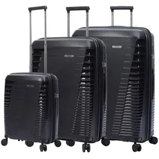 Totto Hartschalenkoffer-Set, Traveler, Schwarz, 3 Koffergrößen, erweiterbares System, TSA, Futter aus Polyester, Schwarz