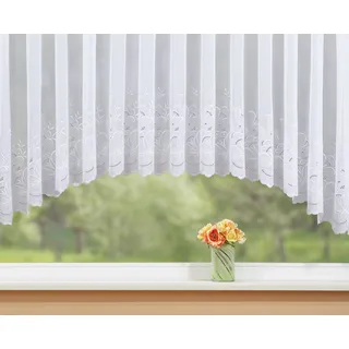 Gardine STICKEREIEN PLAUEN "Alena" Gr. 11, weiß, B:600cm H:125cm, Polyester, Gardinen, Gardine, veredelt mit echter Plauener Spitze Stickerei