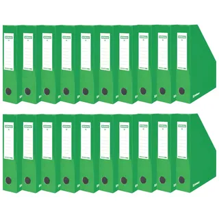 DONAU 7649201-06FSC Stehsammler Stehordner Archive Box Pappe/ 20er Pack/ 20 Stück/Lackierter Karton - Grün/bis zu 800 Blatt Für Büro, Schule und Zuhause zur Aufbewahrung von Dokumenten im A4 Format