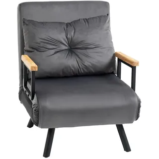 Homcom Schlafsessel mit Bettfunktion Polyester 73 x 81 x 63 cm Grau