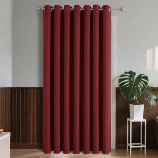 Joydeco Verdunklungsvorhänge 1 Stück,Türvorhang Blickdichte Türgardine,Tür Vorhang mit Ösen Thermo Kälteschutz Hitzeschutz Schallschutz für Schlafzimmer Wohnzimmer(Dunkelrot,1xH260xB200)