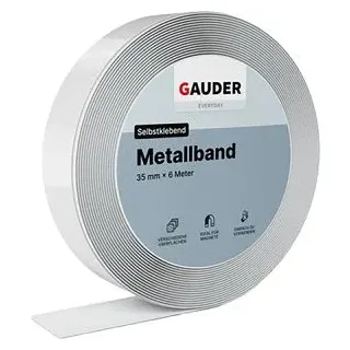Gauder Metallband selbstklebend für Magnete (6 m x 35 mm) | Metallstreifen für Magnete & Magnetleiste - ideal für Tonie-Figuren und Regale - Ferroband/Stahlband mit Schaumstoff-Kleber