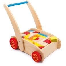 Small Foot Lauflernwagen Bauklötze aus Holz, Motorikspielzeug für Farb-und Formverständnis, ab 12 Monaten, 2695, Rot