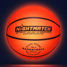 NIGHTMATCH LEUCHT-Basketball MIT BALLPUMPE UND ERSATZBATTERIEN - Junior Edition - Größe 5 - toller Kinder-Basketball Ball - helle, Sensor-aktivierte LED-Beleuchtung - Offizielle Größe & Gewicht