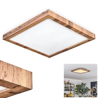 LED Deckenleuchte Salmi, dimmbares Deckenpanel aus Metall/Kunststoff/MDF in Schwarz/Holzoptik/Weiß, skandinavisches Design, mit Fernbedienung, 24 Watt, 260-2600 Lumen, 2700-6500 Kelvin einstellbar CCT