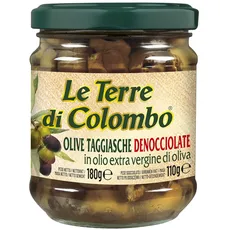 Le Terre di Colombo – Entsteinte Taggiasca-Oliven in Nativem Olivenöl extra (36 %) , 180 g (6er-Pack)