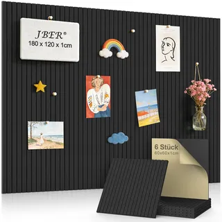 JBER 180 x 120cm Groß Filz Pinnwand Selbstklebend, Bulletin Board Wanddekoration, Akustikpaneele, Faltbare Fototafel mit Selbstklebendem Klebeband, Memo Boards für Büros Küche Schule, Schwarz