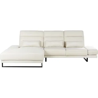 BELIANI 4-Sitzer Ecksofa Cremeweiß Stoff L-Förmig mit Chaiselongue Rechtsseitig 3 Dekokissen Verstellbare Armlehnen Rückenlehne Sitztiefe Kopfstütze - Weiß, Schwarz