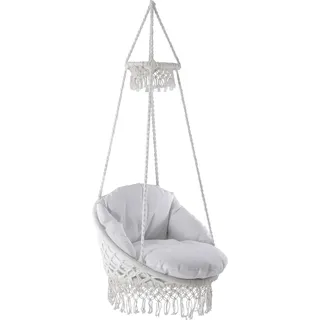 VIVERE Luxus-Macrame-Stuhl mit Fransen 80 x 80cm / 100 kg - Weiß - Weiß