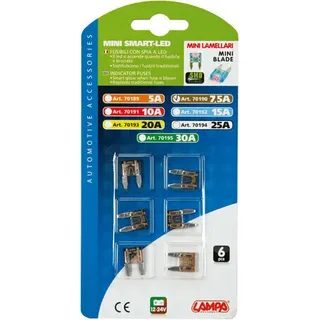 Smart Led, Set 6 Mikro-Lamellensicherungen mit LED-Kontrollleuchte, 12/32V - Ausführung: 7,5A