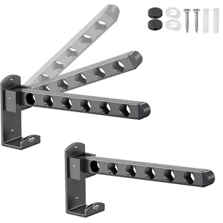 MINZHI 2 Stück Kleiderhaken Klappbar,6 Löcher, Schwarz,Wand Kleiderständer,Kleiderstange Wandmontage,Klapphaken,mit Befestigungsschrauben, Geeignet Für Badezimmer, Schlafsäle Und Balkone (Schwarz)