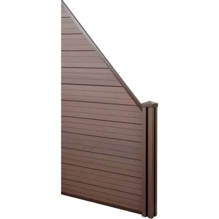 WPC-Sichtschutz Sarthe, Windschutz Zaun, WPC-Pfosten Erweiterungselement schräg rechts, 0,98m braun - Braun