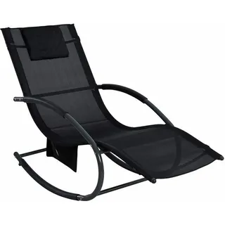 Schaukelliege Sonnenliege Liegestuhl Relaxliege Gartenliege Liege Swing Schwarz - Schwarz