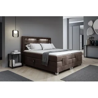 Boxspringbett Elektrisch Bett DAVIDE 140x200cm in Stoff Fresh Schokobraun - Braun