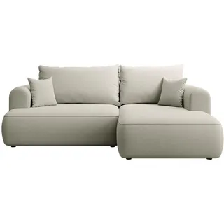 Selsey Eckschlafsofa Ovo Mini Hellbeige Easy-Clean-Samtbezug , Textil , Ottomane rechts,L-Form , 238x156 cm , Wohnzimmer, Sofas & Couches, Wohnlandschaften, Ecksofas