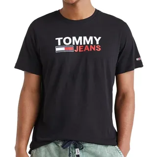 Tommy Jeans Tjm Reg Corp Logo Tee Kurzarm T-Shirts, Herren, Schwarz (Black), Xs