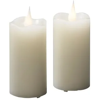 Konstsmide LED Echtwachskerze 10 cm 2 St. cremeweiß