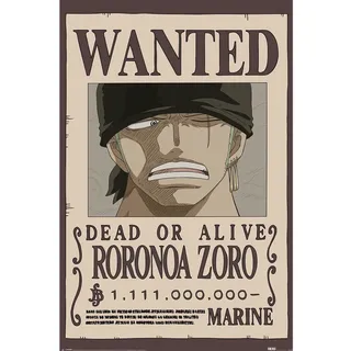 Pyramid International One Piece (Wanted Zoro) Maxi-Poster, Premium-Wandkunst, 90 x 60 cm, offizielles Lizenzprodukt
