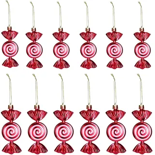 Zocipro 12 Stück Weihnachtsdeko Zuckerstangen Anhänger – Rot Weiß Glitzer Süßigkeiten als Weihnachtskugeln Kunststoff,Christbaumkugeln&Weihnachtsbaumschmuck für Weihnachtsbaum Deko/Christbaumschmuck