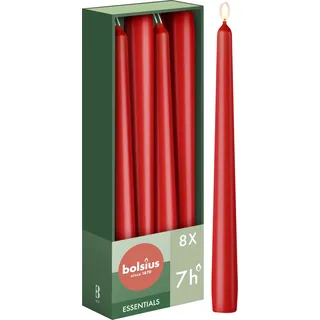 Bolsius Glatte Spitzkerzen 24,5 cm rot 8 St.