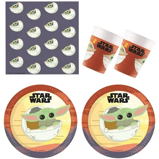 Procos - Star Wars Geburtstagsdeko, 52-Teilig, Pappteller, Becher und Servietten für Kindergeburtstag, Partygeschirr
