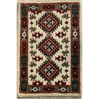 WAWA TEPPICH Handgeknüpfter Wollteppich 40 x 60 cm | Handgefertigter Designteppich aus Wolle für vielseitige Wohnbereiche