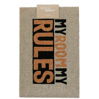 Boltze Home Fussmatte Kokosfaser Rules 60/40 cm , Beige , Naturmaterialen , 40x60 cm , Teppiche und Böden, Schmutzfangmatten, Fußmatten