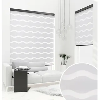 PREMIUM DOPPELROLLO WELLE HELLGRAU mit Alu Kassette (95x220 cm, Kassettenfarbe: weiss) - Weiß