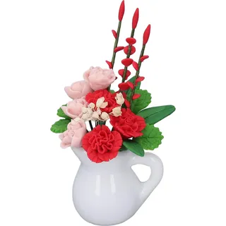 Puppenhaus Blumentopf Miniatur 1:12 Dekoration Mini Ton Pflanzen Arrangement Modell Rot Rosa Yulan Weiß Dose