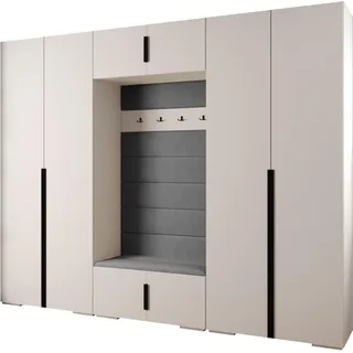 MEBLE KRYSPOL Inova 1 Möbelset Garderobe, 236,7x300x47cm - Weiß, Manila 16, Schwarz