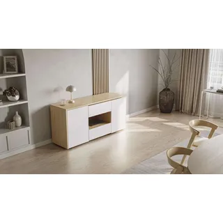 TemaHome Sekretär »ein Sideboard und Schreibtisch, ausziehbar, über Eck, «, mit 2 Schubladen, 1 Tür, offene Fächer, mit Kabeldurchführung TemaHome Eiche Hell/ Weiss