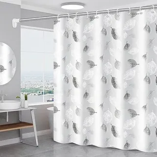 Wasserabtrennungsgitter, wasserdicht, Badezimmergitter mit 12 Duschkammergitterringen, waschbarer Duschkammergitter, 200 x 200 cm - Weiß