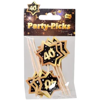 UDO Schmidt GmbH Party Picks Mini Stecker 40" Schwarz Gold Partydeko Geburtstags Deko Buffet Dekoration