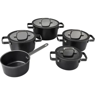 Hanseatic ALU PRO Topf-Set 9-tlg. Fleischtopf 1 x 16 cm + 2 x 20 cm + 1 x 24 cm + Stielkasserolle 16 cm