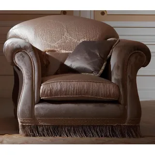 Luxus Sessel Polster Thron Landhaus Stil Echtholz Italienische Möbel Einsitzer - Braun