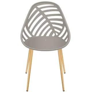 HowHomely Stuhl Gartenstuhl Esszimmerstuhl 86x52x49cm Metallbeine beige Modern