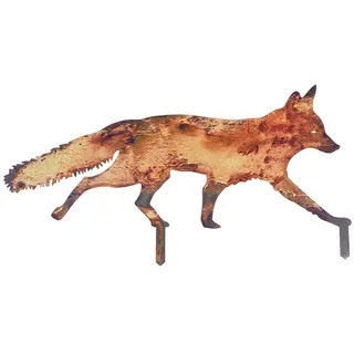 CREATCABIN Rustikale Gartendekoration Metall Fuchs Tierstatuen Pfähle Für Außenbereich Rostige Fuchs Skulpturen Figuren Für Terrasse Rasen Hof Hinterhof Kunstdekoration Einweihungsparty 15.5x30.6cm